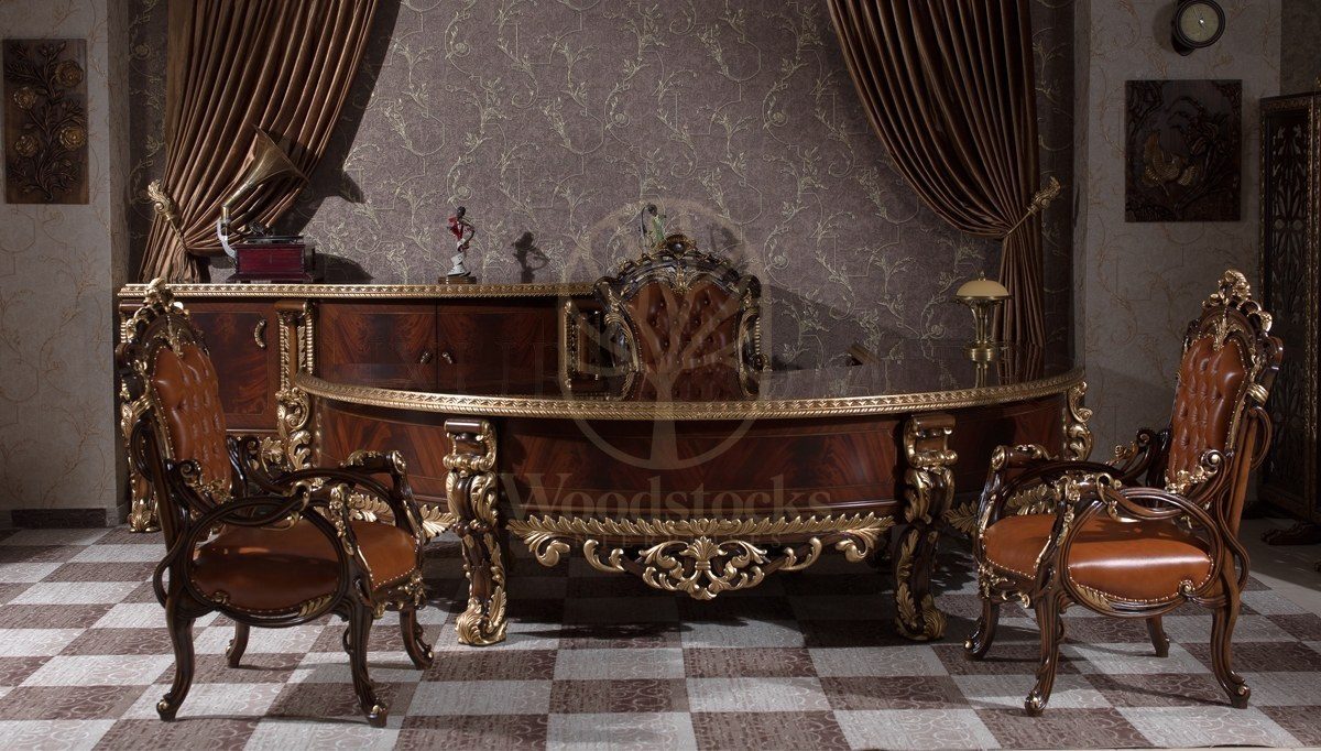 Royal Mihrimah Hand Carved Teak Office Table, Saharanpur, Office & Study Table