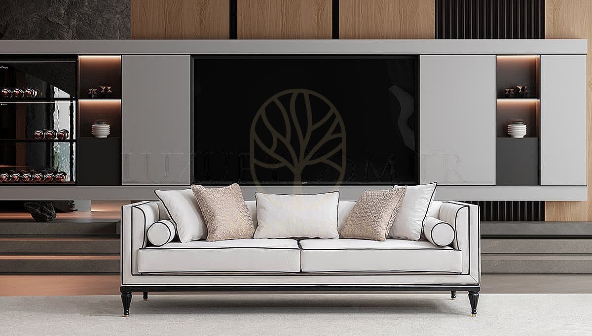 Luxury Soletta Black Handcrafted Teak Sofa Set, Saharanpur, view 3