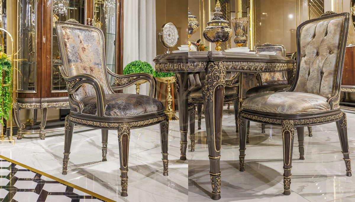 Royal Benito Hand Carved Teak Dining Table Set, Saharanpur, view 5