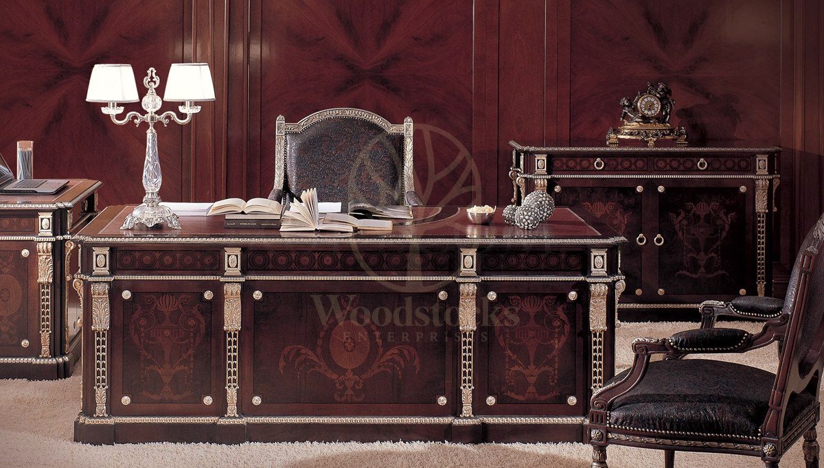 Royal Lepon Bronze Hand Carved Teak Office Table, Saharanpur, view 2