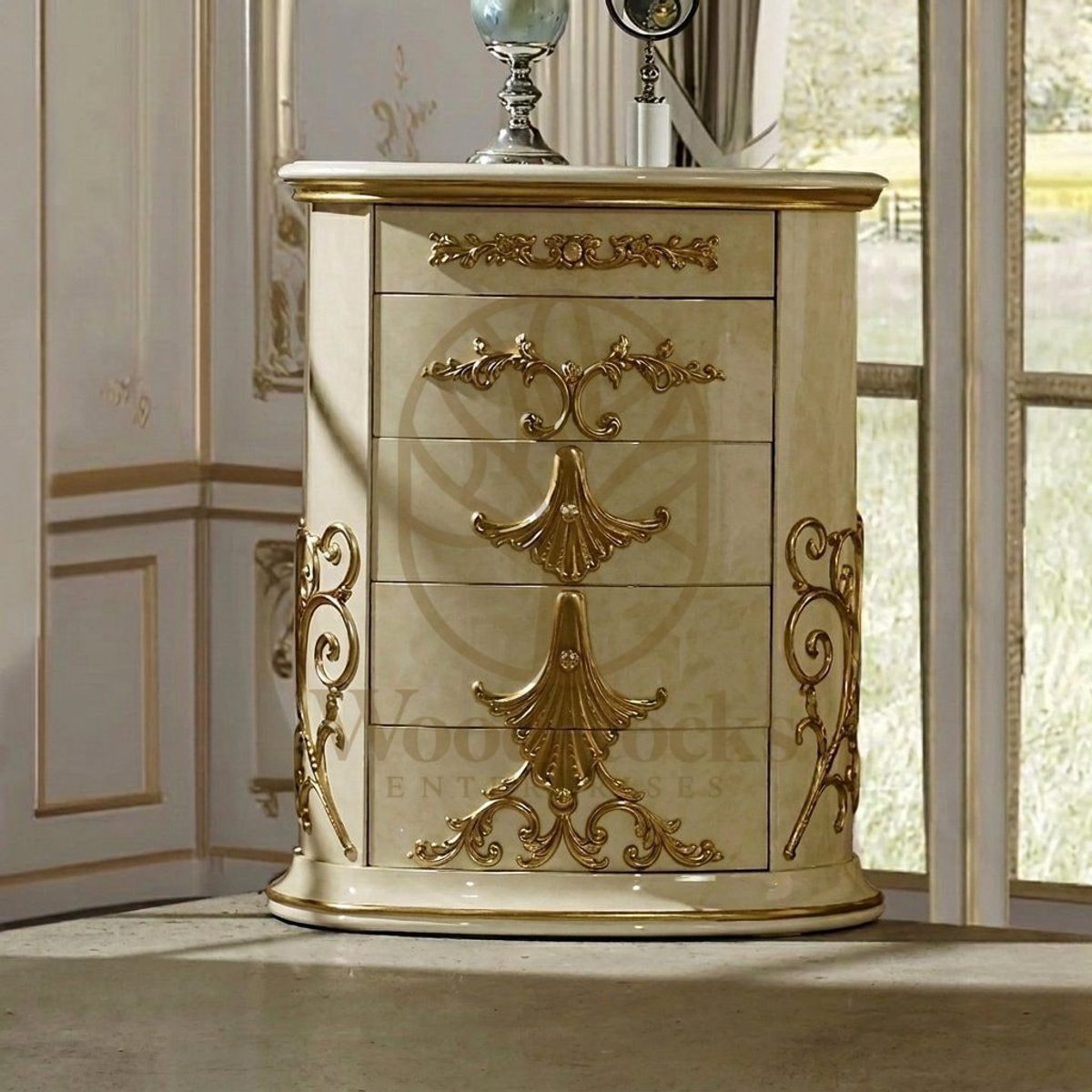 Teak Ornate Gold Chest of Drawers, Chest Of Drawers