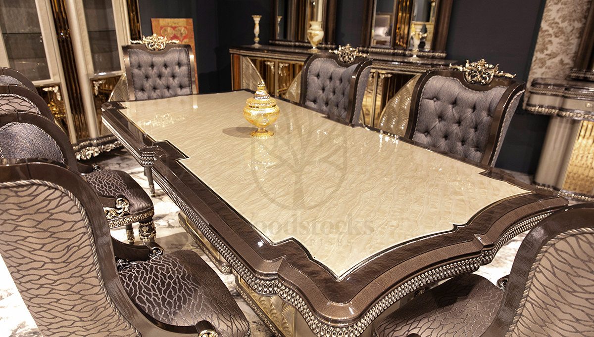 Royal Vanesa Hand Carved Teak Dining Table Set, Saharanpur, view 6
