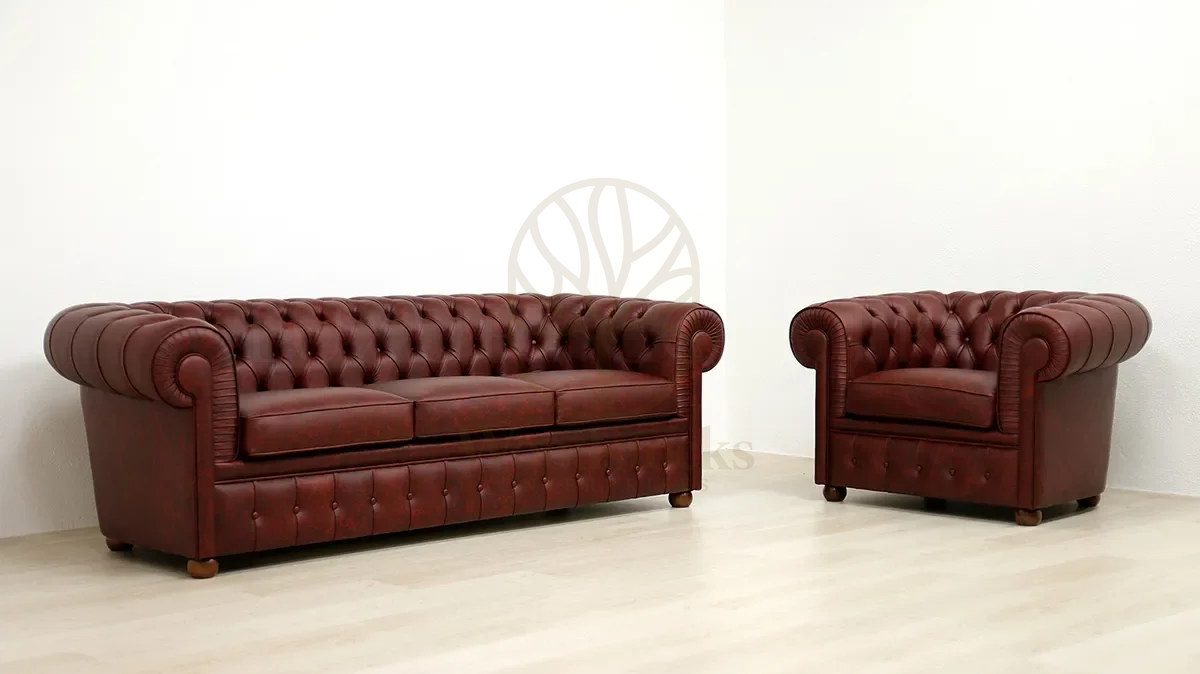 Royal Valentino Brown Chesterfield Hand Carved Teak Sofa Set, Saharanpur, view 3