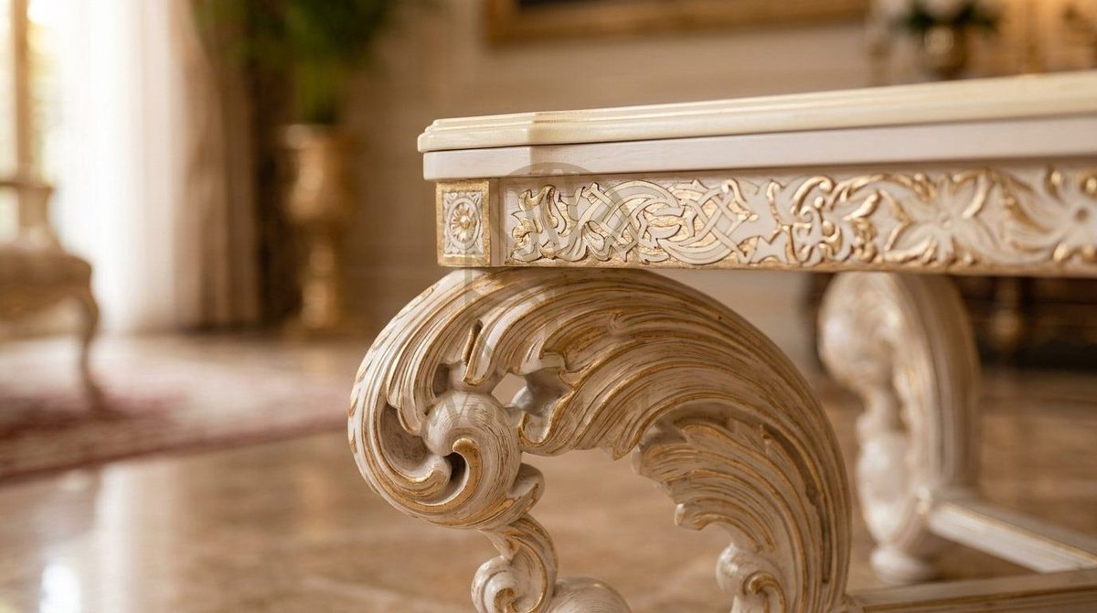 Maharaja Luxury Hand-Carved Teak Dining Table IV, view 6