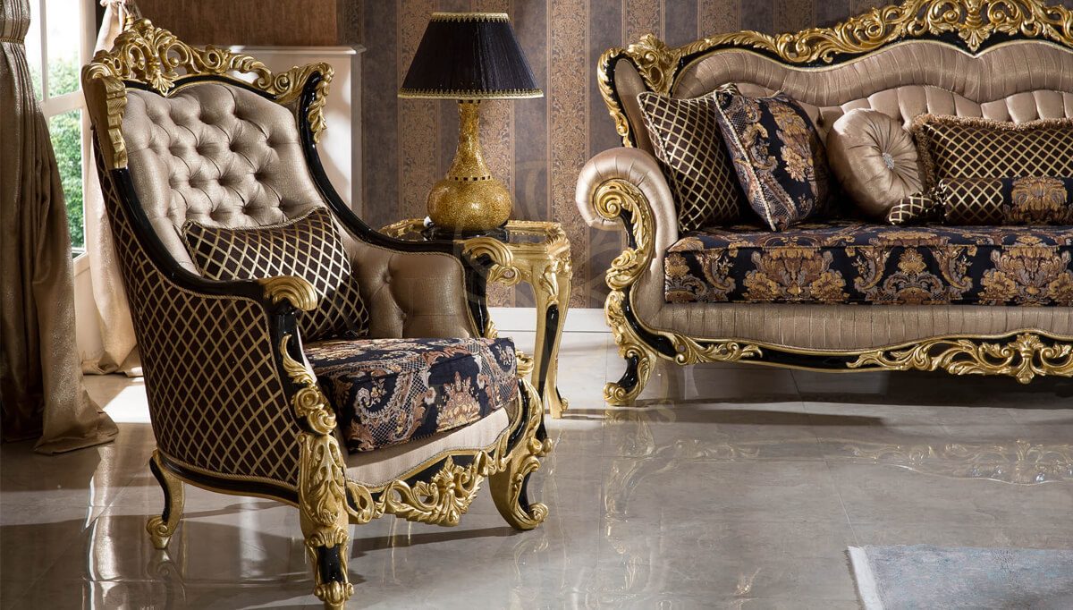 Royal Mecidiye Black Hand Carved Teak Sofa Set, Saharanpur, view 5