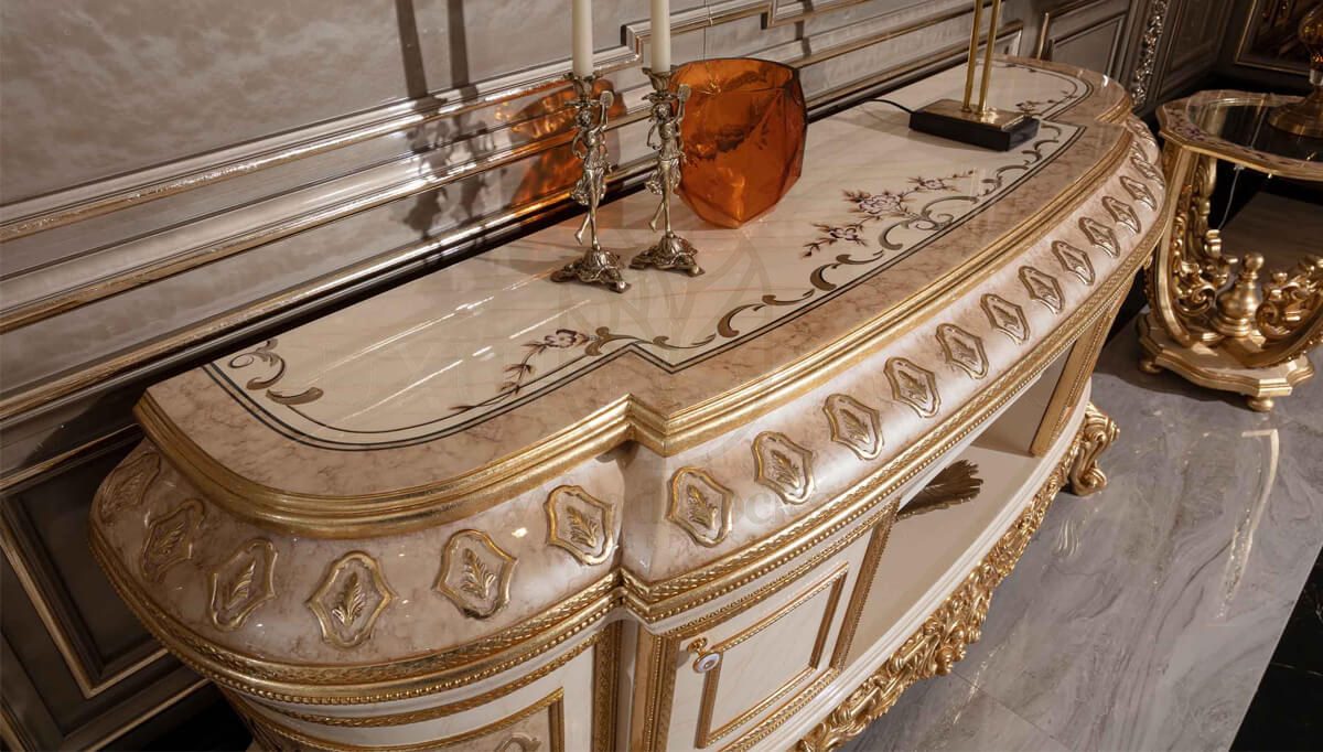 Royal Sultanahmet Gold Leaf Hand Carved Teak Sofa Set, Saharanpur, view 7