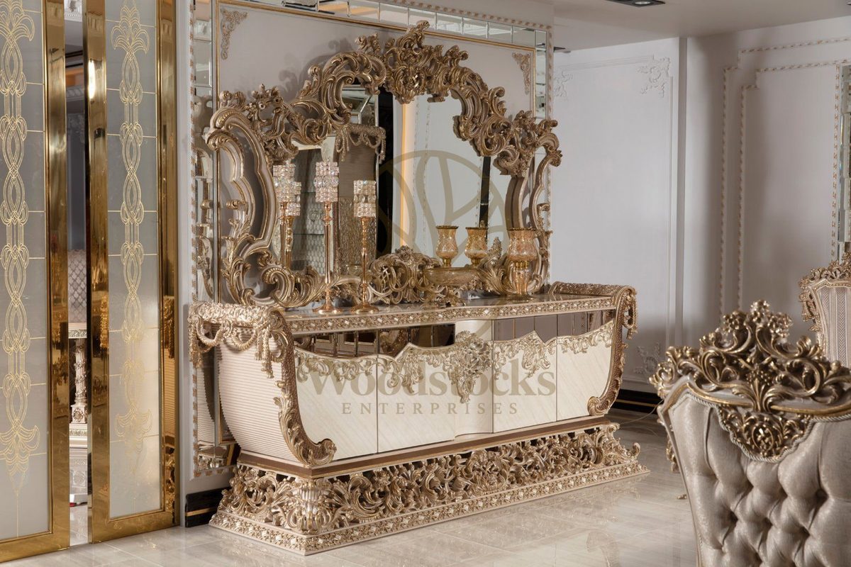 Teak Sovereign Light Brown and Gold Console Table, Console Table