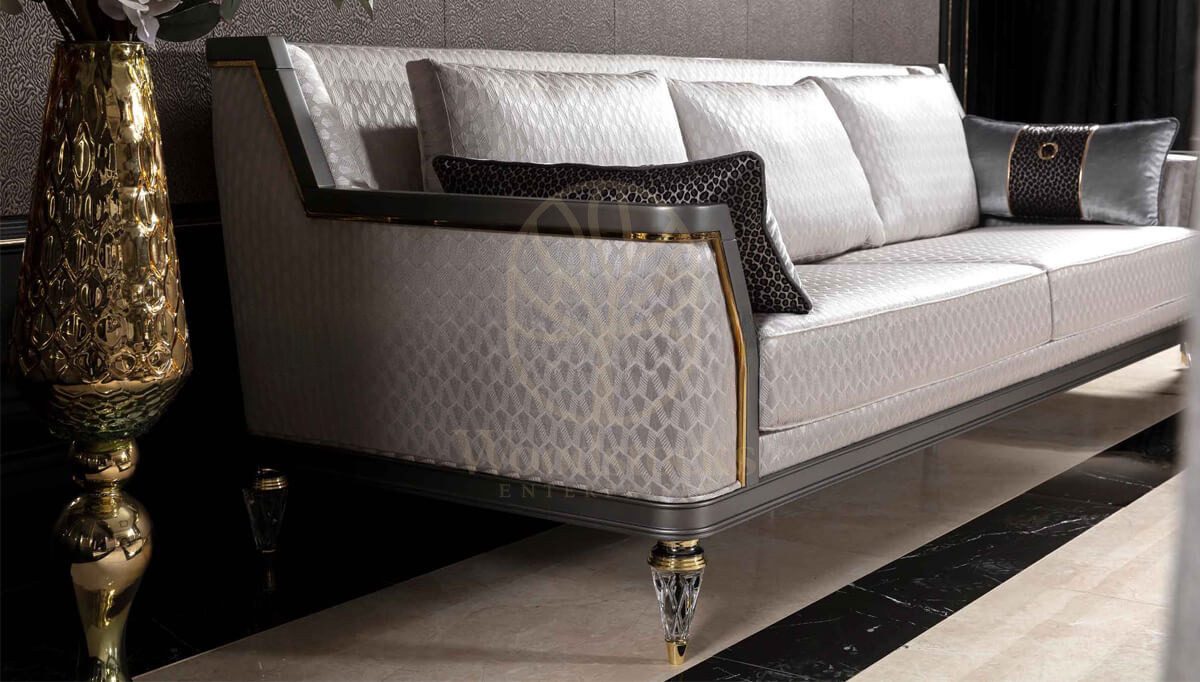 Luxury Viterbo Grey Handcrafted Teak Sofa Set, Saharanpur, view 5