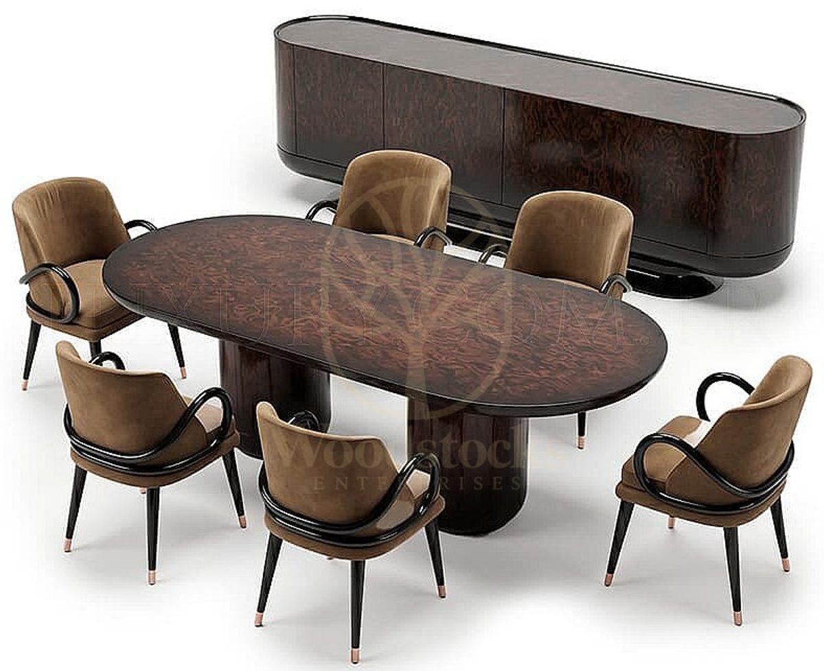 Luxury Nerisa Brown Handcrafted Teak Dining Table Set, Saharanpur, view 2