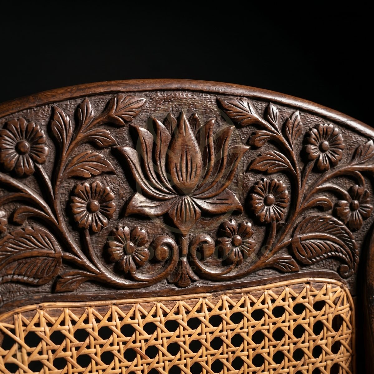 Royal Hand Carved Teak Byculla Club Regency Revival Armchair, Saharanpur, view 4