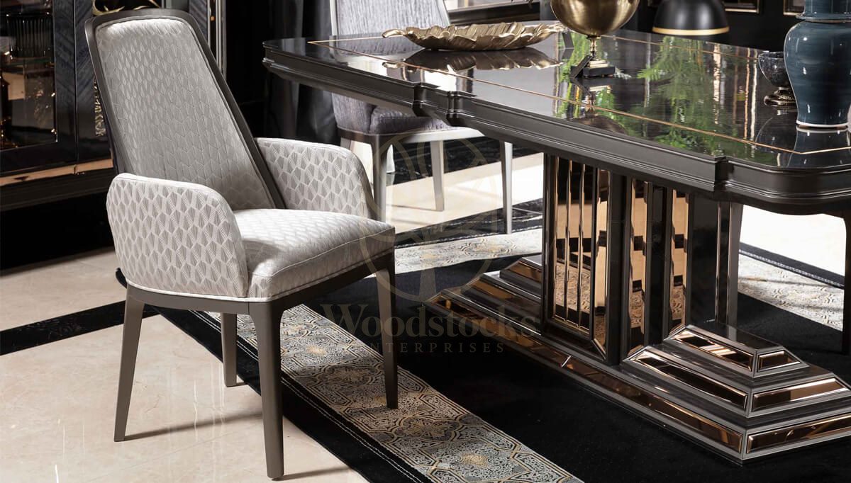 Luxury Viterbo Grey Handcrafted Teak Dining Table Set, Saharanpur, view 10