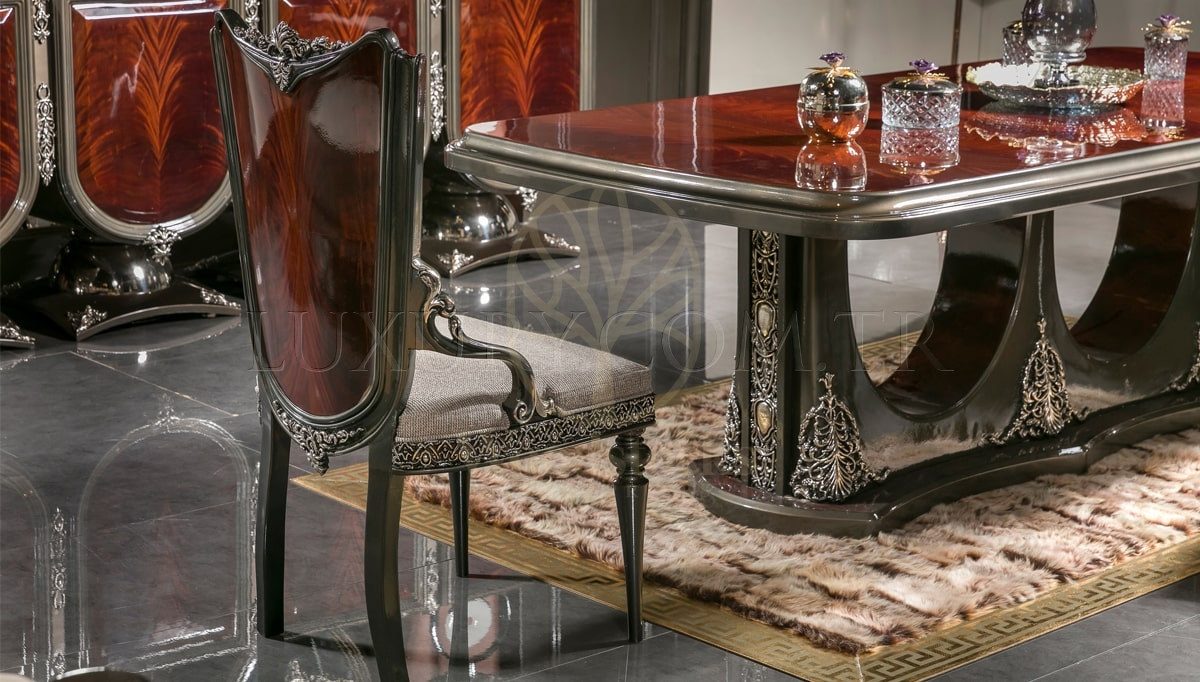 Royal Delato Hand Carved Teak Dining Table Set, Saharanpur, view 6