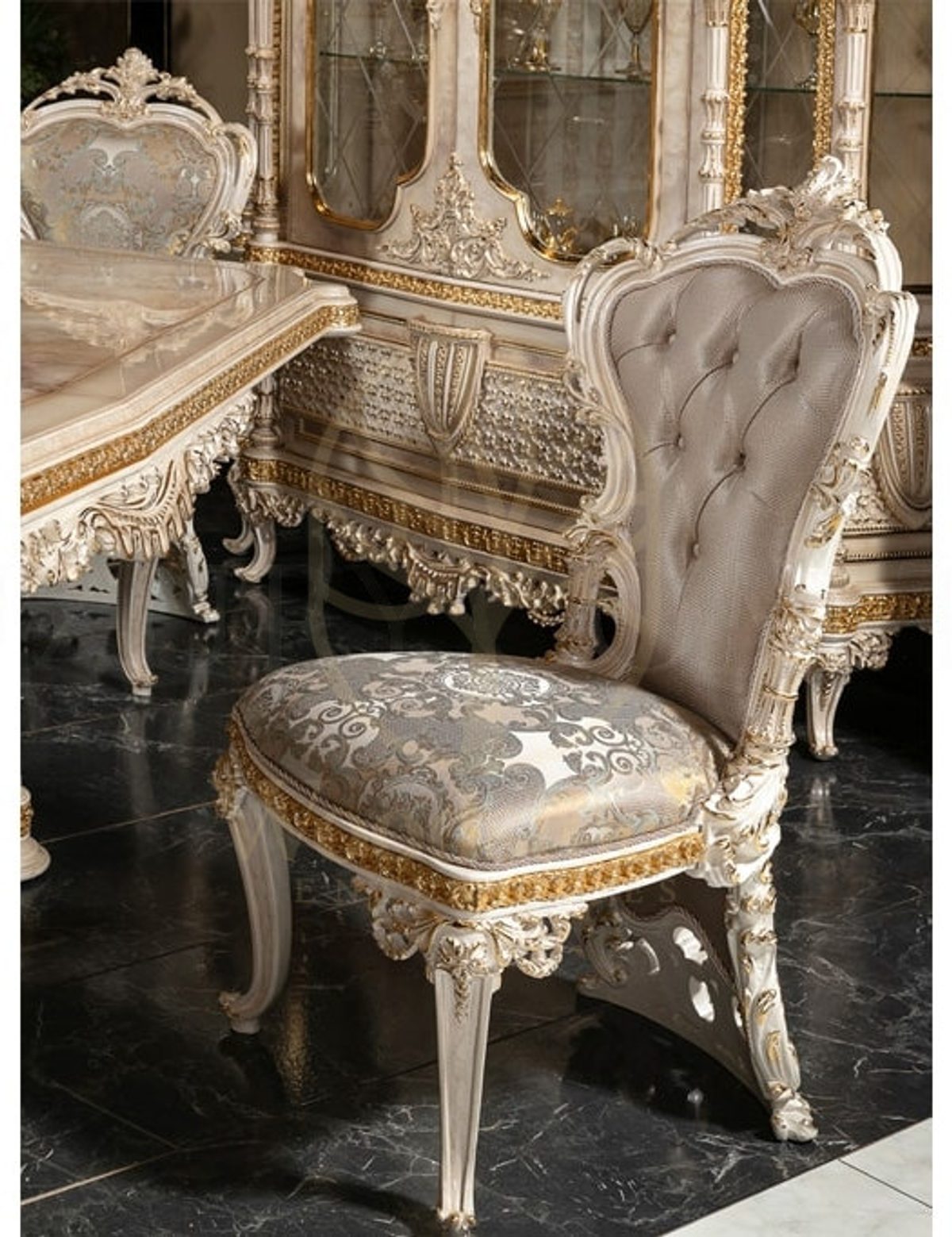 Royal Defne Hand Carved Teak Dining Table Set, Saharanpur, view 7