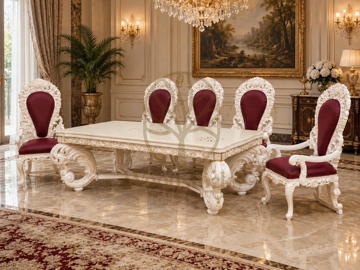 Maharaja Luxury Hand-Carved Teak Dining Table IV, Dining Table