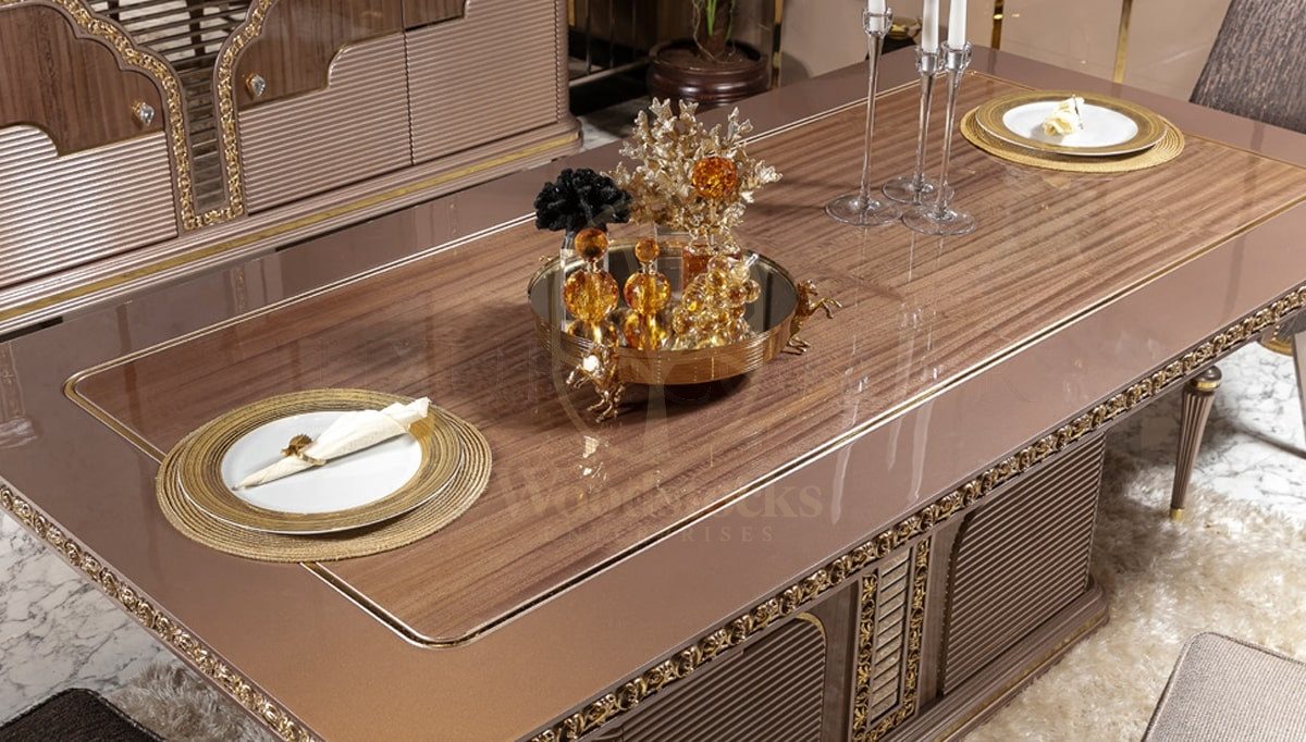 Royal Uzay Hand Carved Teak Dining Table Set, Saharanpur, view 4