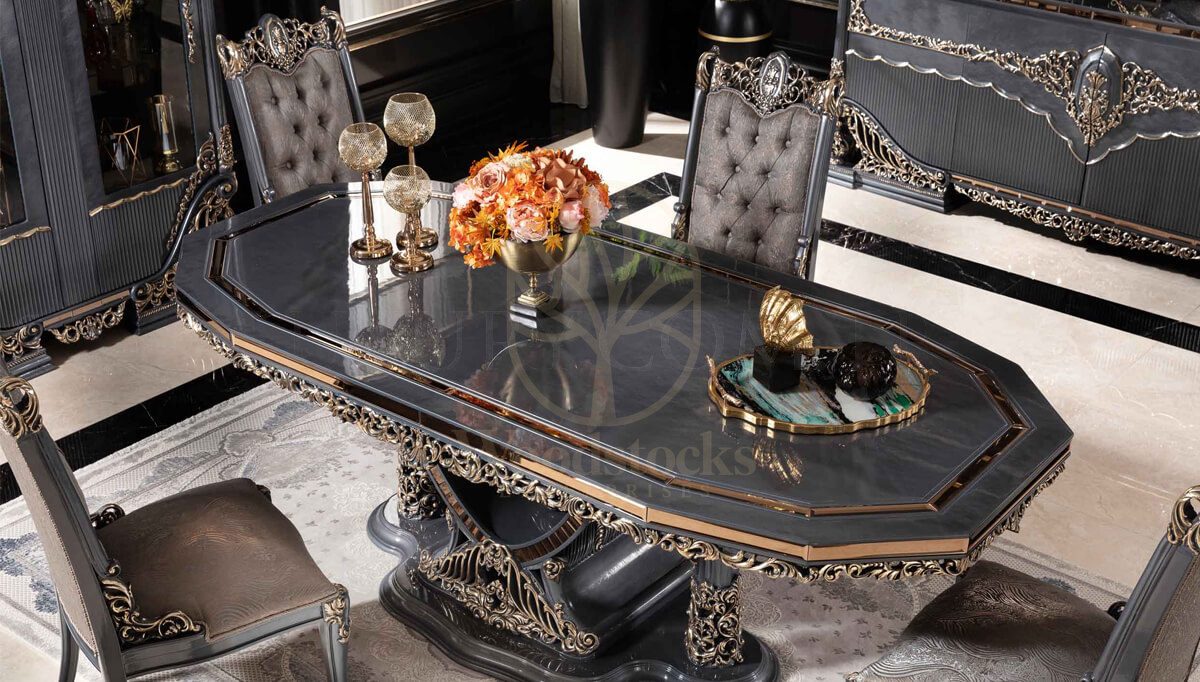 Royal Hamidiye Hand Carved Teak Dining Table Set, Saharanpur, view 7