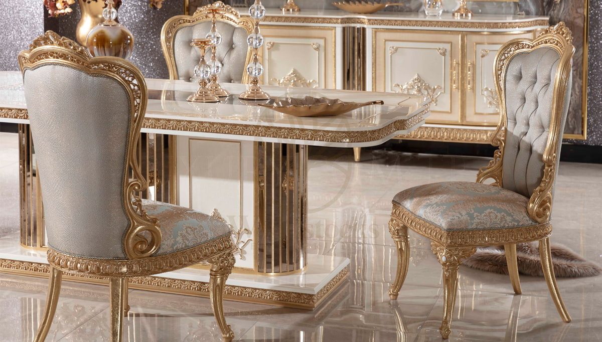 Royal Dominika Cream Hand Carved Teak Dining Table Set, Saharanpur, view 2