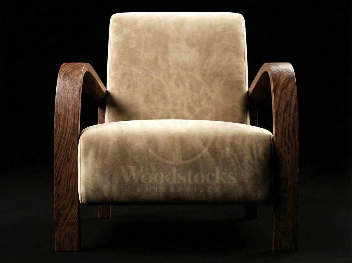 Luxury Teak Deauville Art Deco Lounge Chair, Saharanpur, view 4