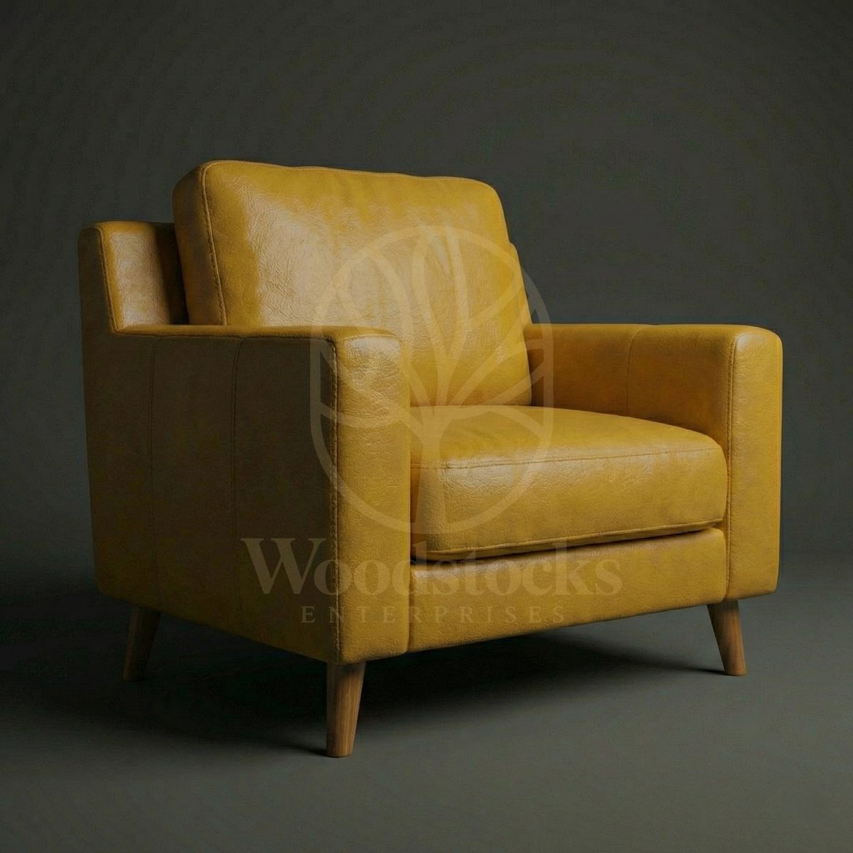 Luxury Teak Tribeca Loft Modernist Leather Lounge Sofa, Saharanpur, Living Room Chair