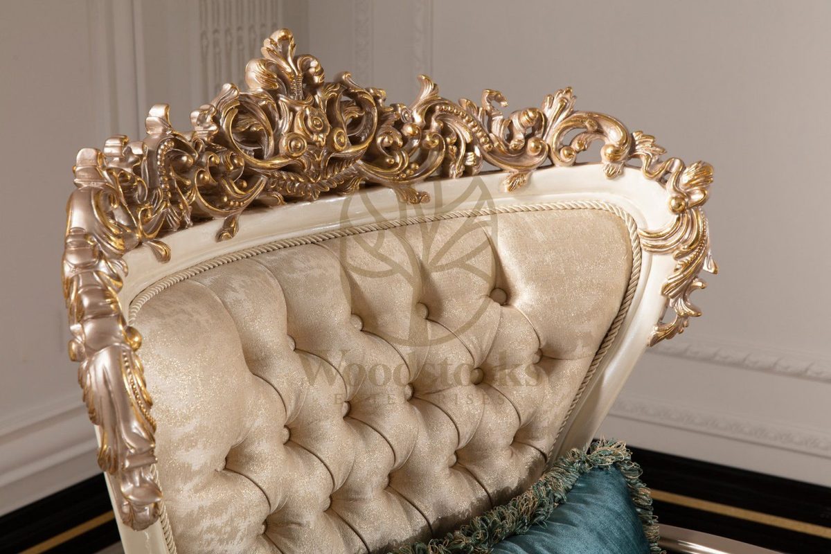Teak Ornate Cream and Gold Throne Sofa Set, view 3