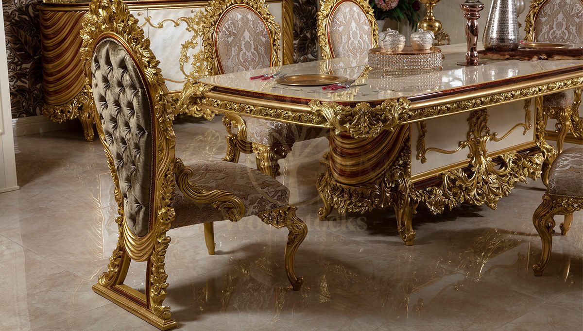 Royal Fenoras Hand Carved Teak Dining Table Set, Saharanpur, view 6