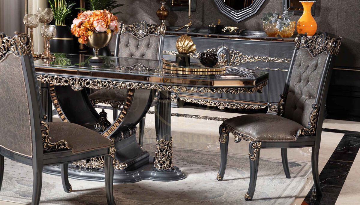 Royal Hamidiye Hand Carved Teak Dining Table Set, Saharanpur, view 2