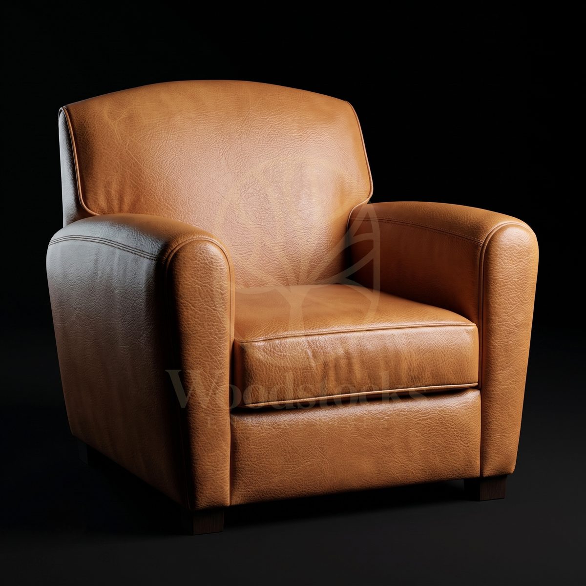 Luxury Teak Montparnasse Art Deco Leather Club Chair, Saharanpur, Living Room Chair