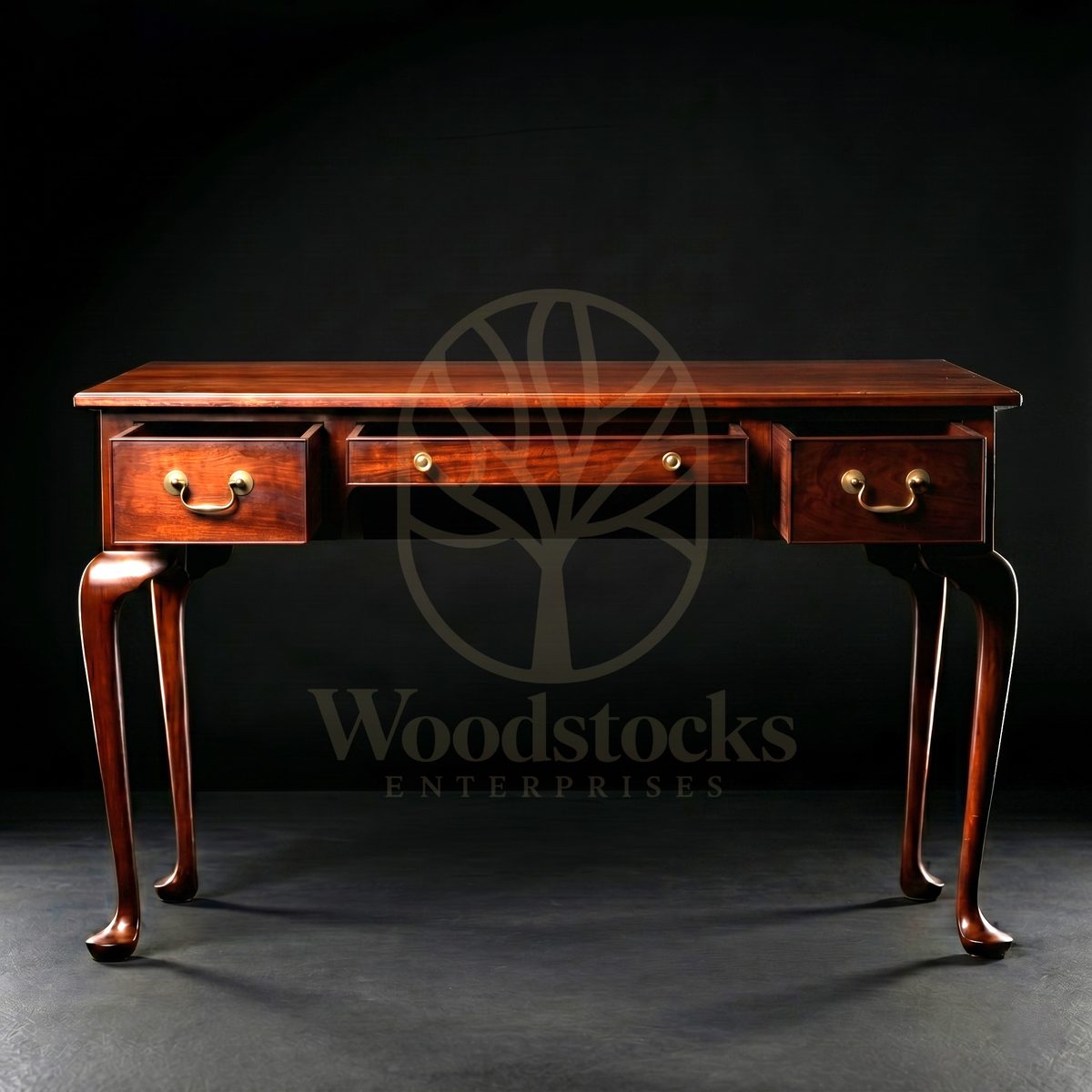 Luxury Teak Bristol Queen Anne Writing Table, Saharanpur, view 3
