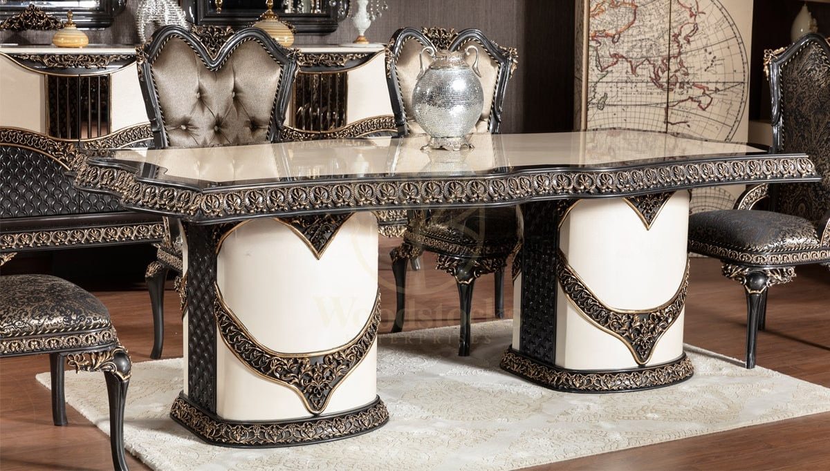 Royal Resso Hand Carved Teak Dining Table Set, Saharanpur, view 4