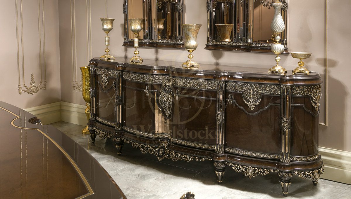 Royal Siena Hand Carved Teak Dining Table Set, Saharanpur, view 6