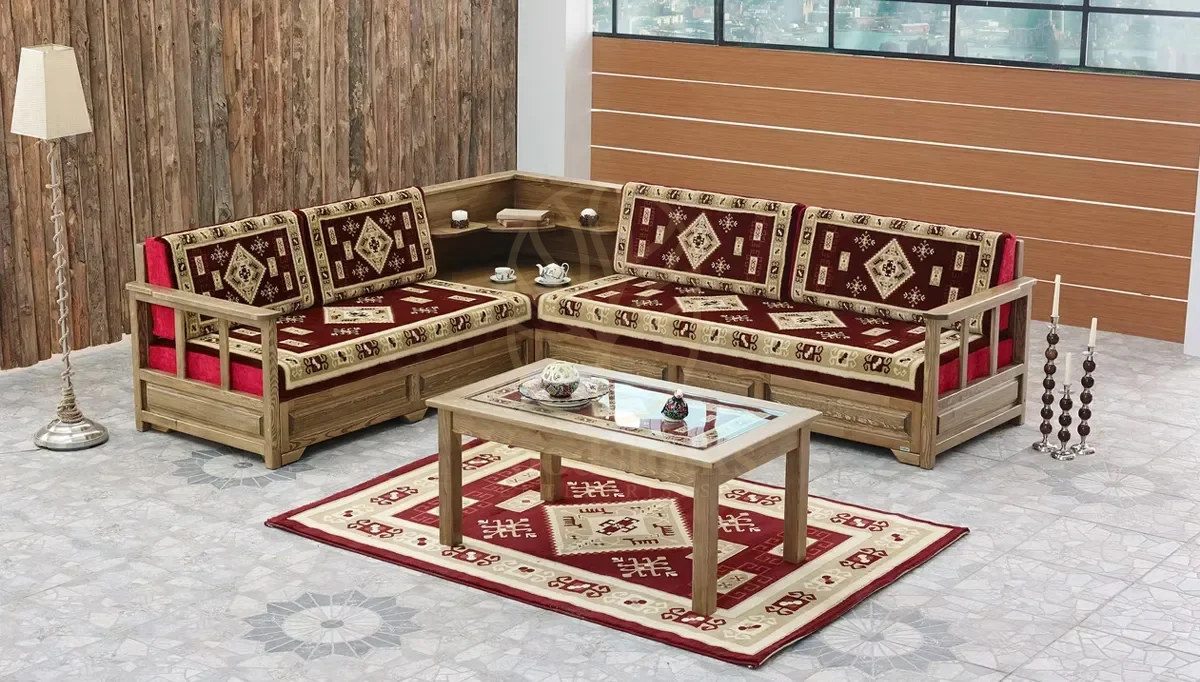 Royal Safir Hand Carved Teak L-Shape Sofa, Saharanpur, view 3