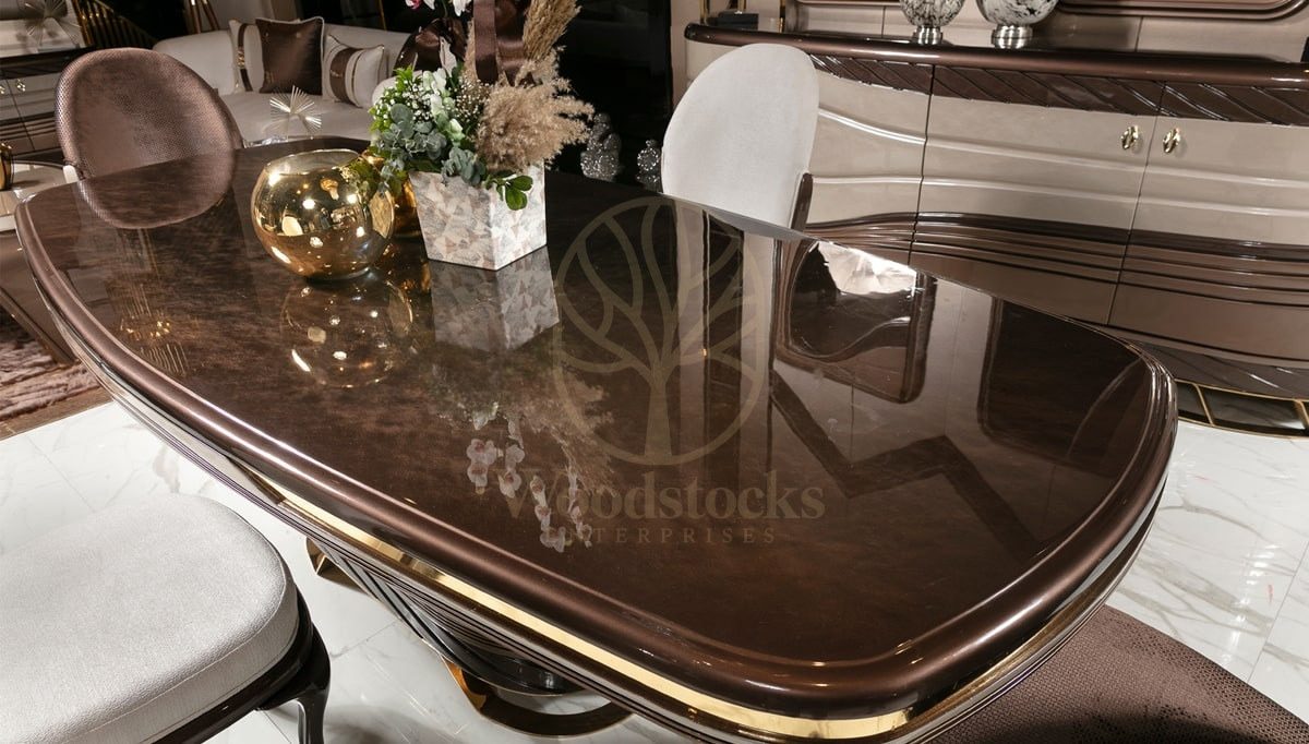 Luxury Zenon Handcrafted Teak Dining Table Set, Saharanpur, view 6