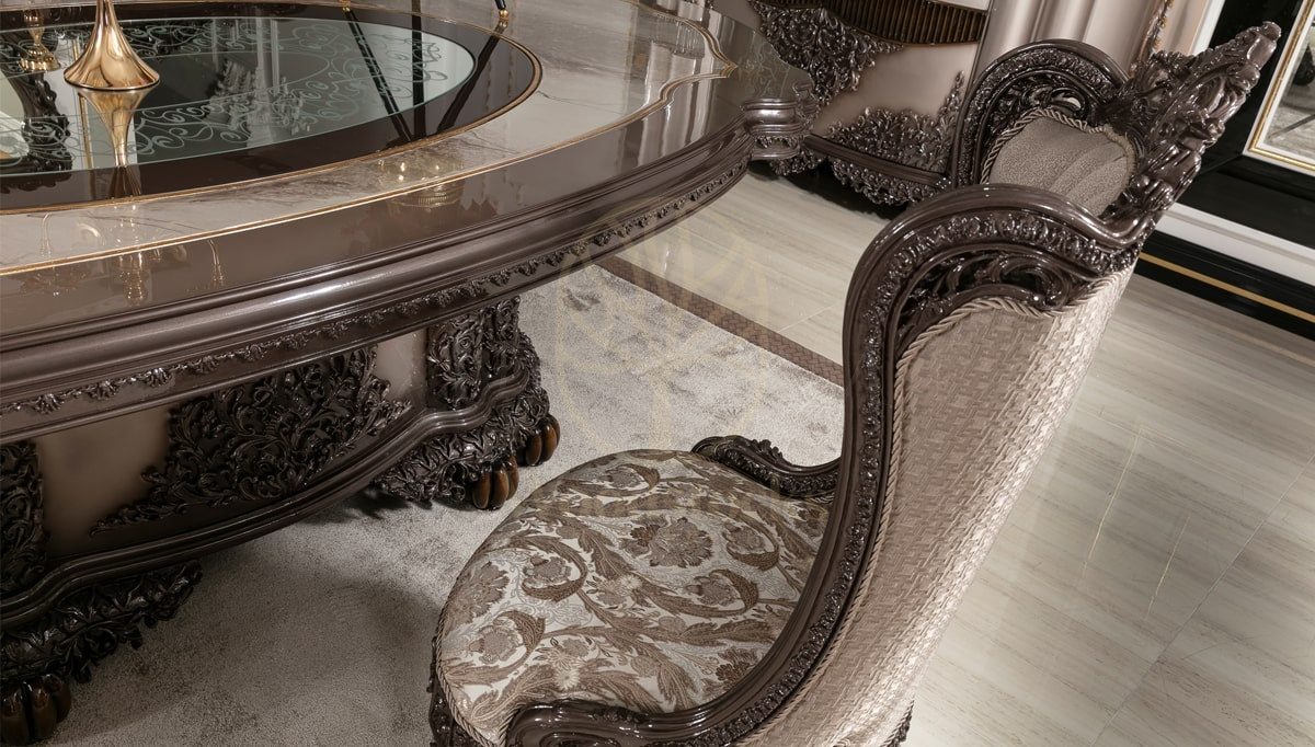 Royal Medora Hand Carved Teak Dining Table Set, Saharanpur, view 8