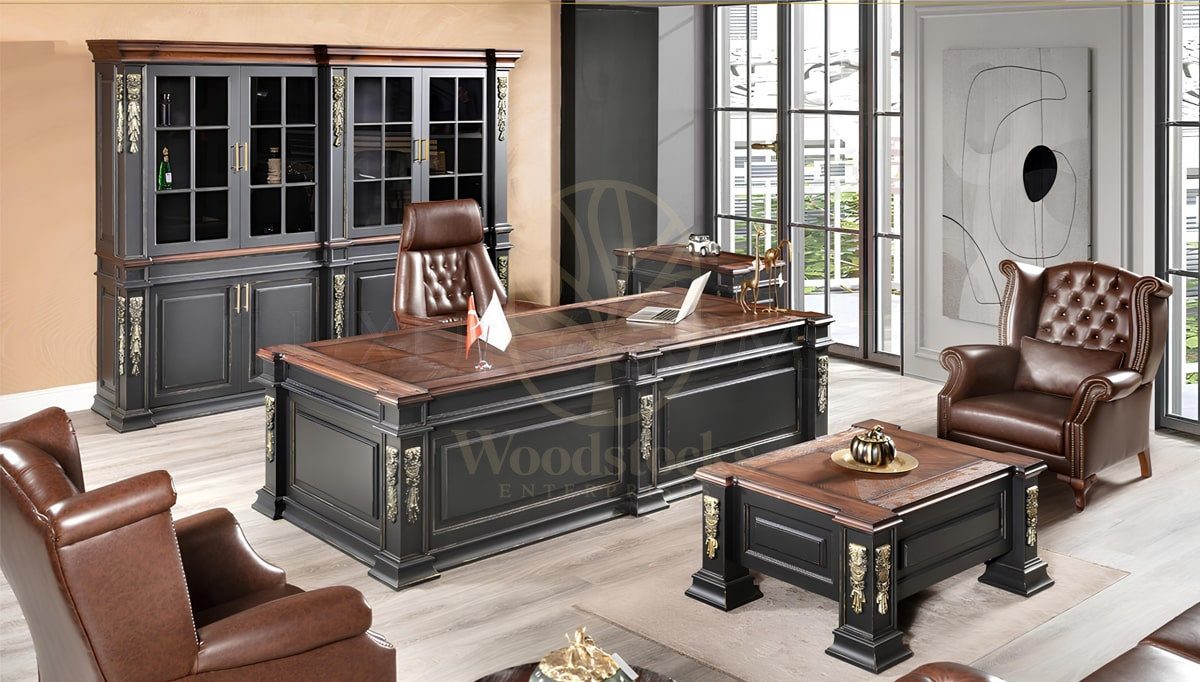 Royal Matrice Hand Carved Teak Office Table, Saharanpur, Office & Study Table