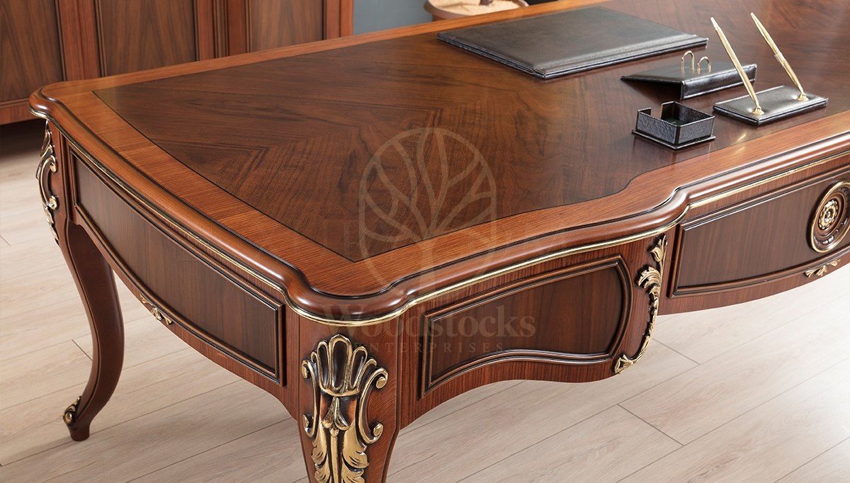 Royal Mazhar Hand Carved Teak Office Table, Saharanpur, view 9