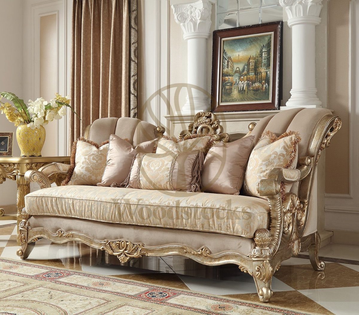 Teak Luxury Italian Handcarved Sofa Set, view 4