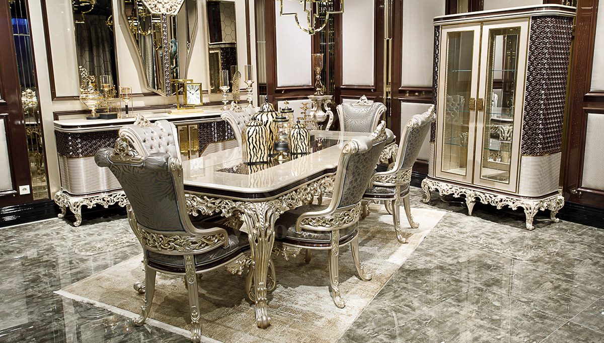 Royal Atlanta Hand Carved Teak Dining Table Set, Saharanpur, Dining Table