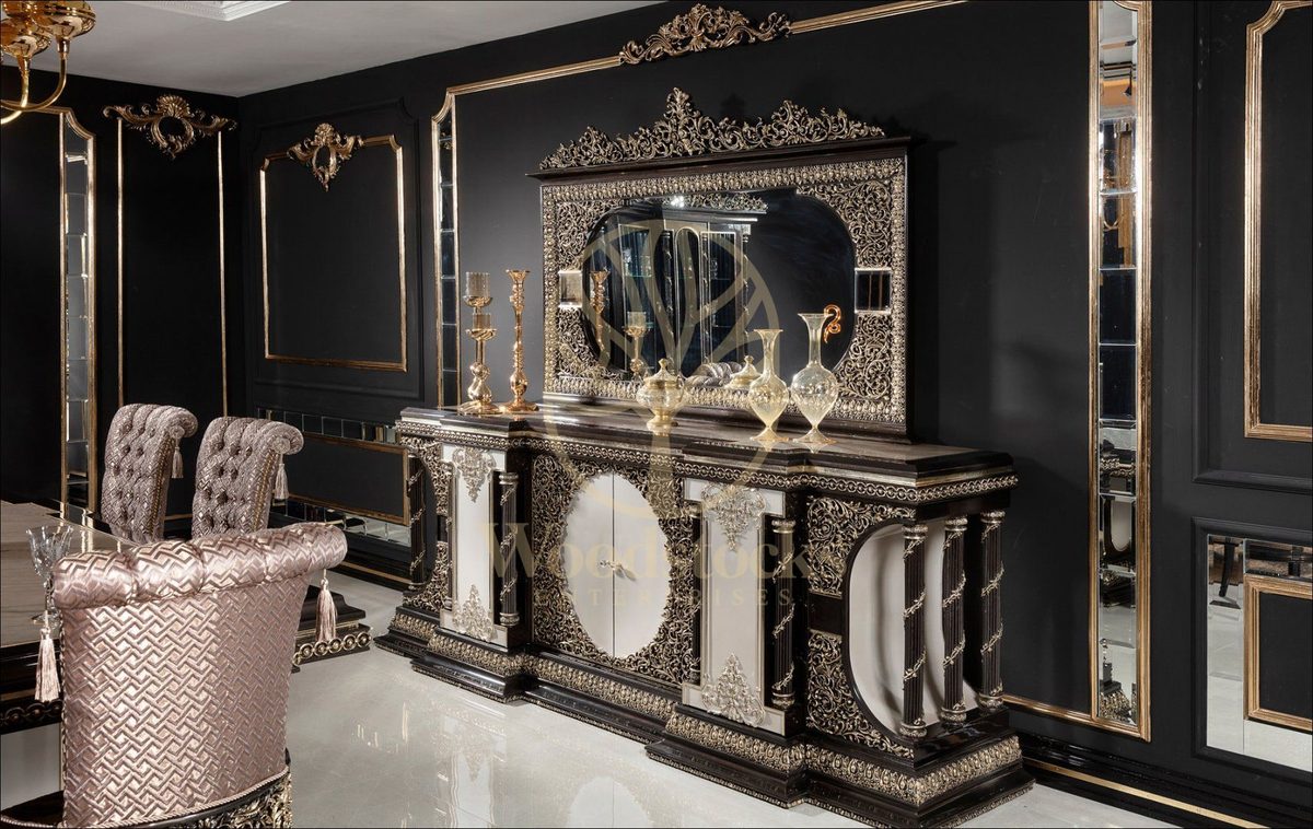Teak Palace Brown and Gold Dining Set, alternate view