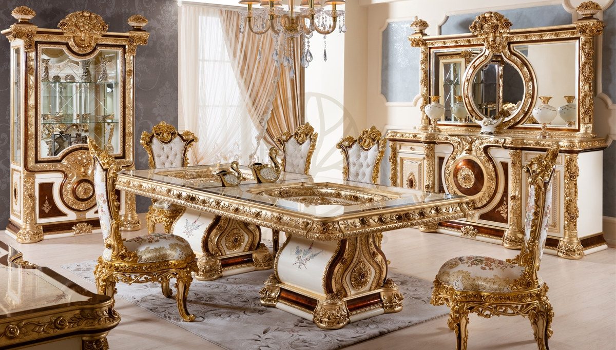 Royal Laden Hand Carved Teak Dining Table Set, Saharanpur, Dining Table