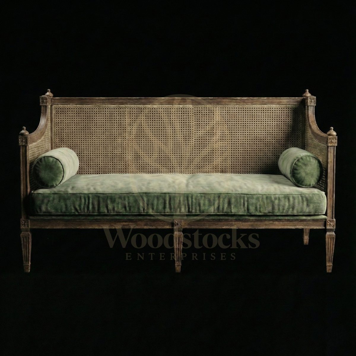 Luxury Teak Chowringhee Cane-Back Day Bed, Saharanpur, Diwan Couch
