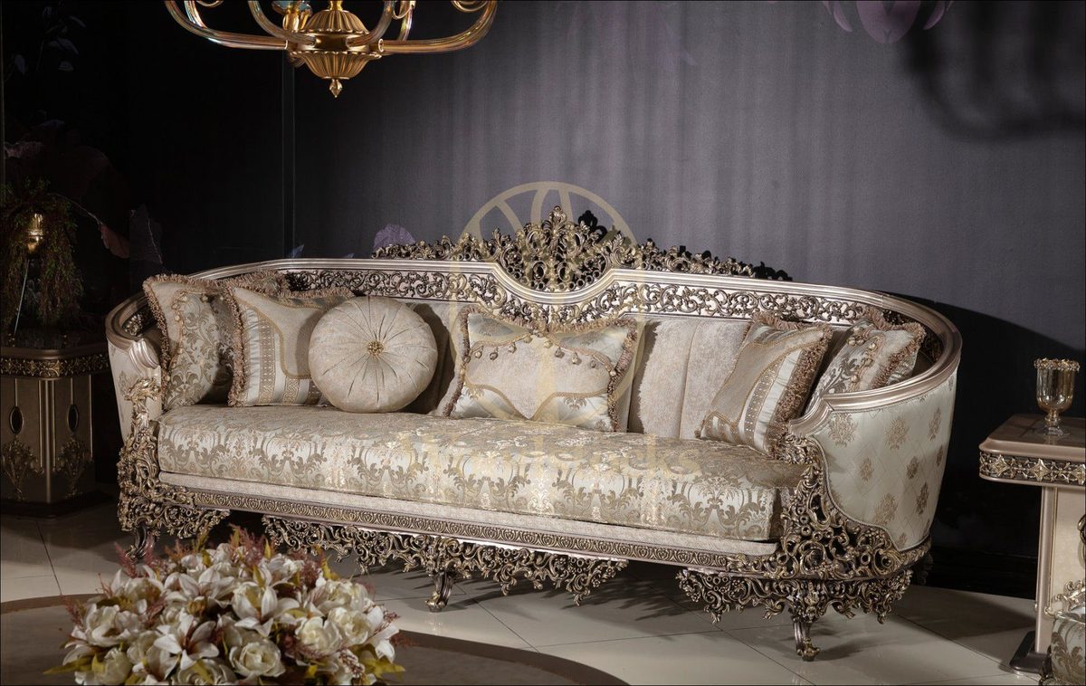 Teak Elegance Champagne and Gold Sofa Set, view 3