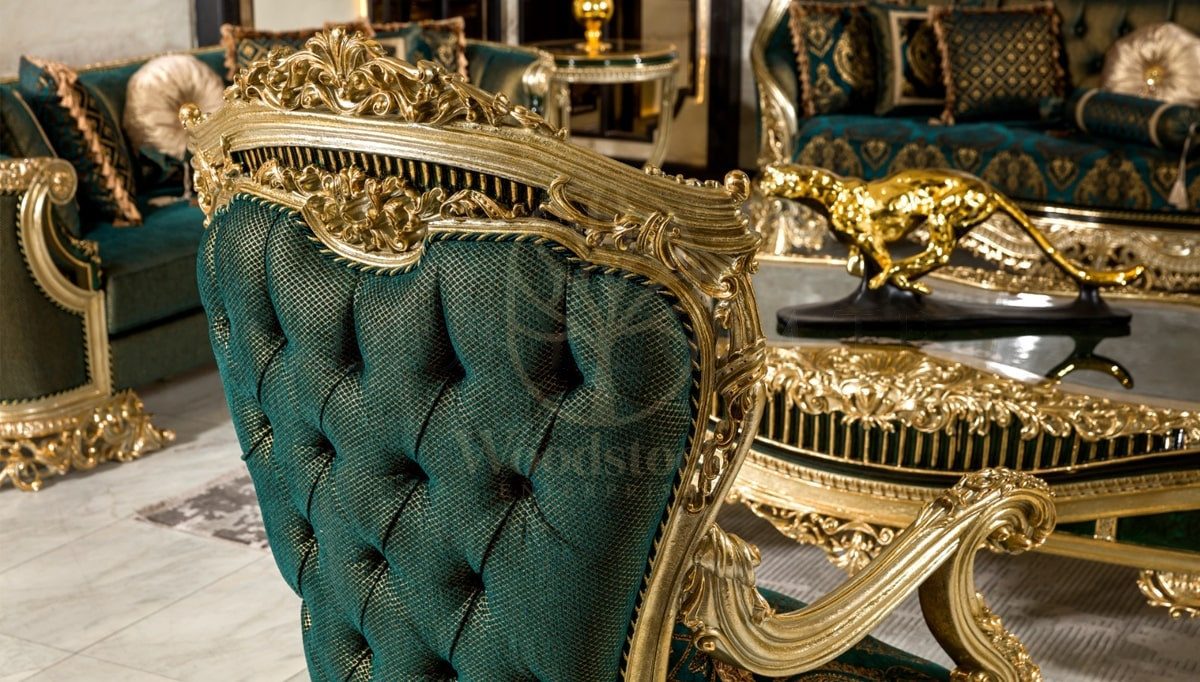 Royal Ofelya Green Hand Carved Teak Sofa Set, Saharanpur, view 4