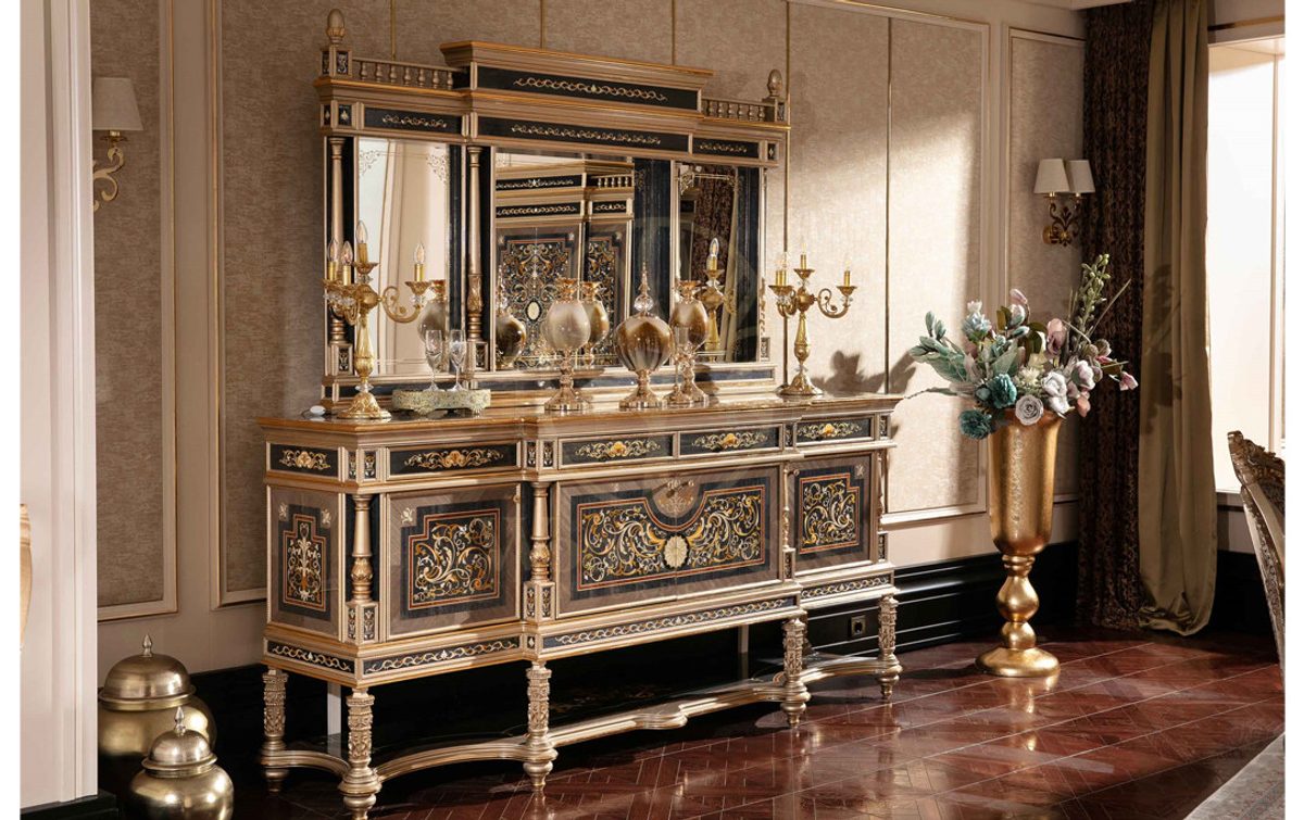 Royal Balamir Marquetry Hand Carved Teak Dining Table Set, Saharanpur, view 5