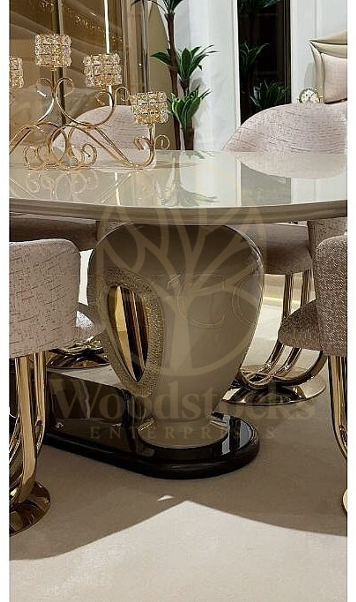 Royal Galata Hand Carved Teak Dining Table Set, Saharanpur, view 7