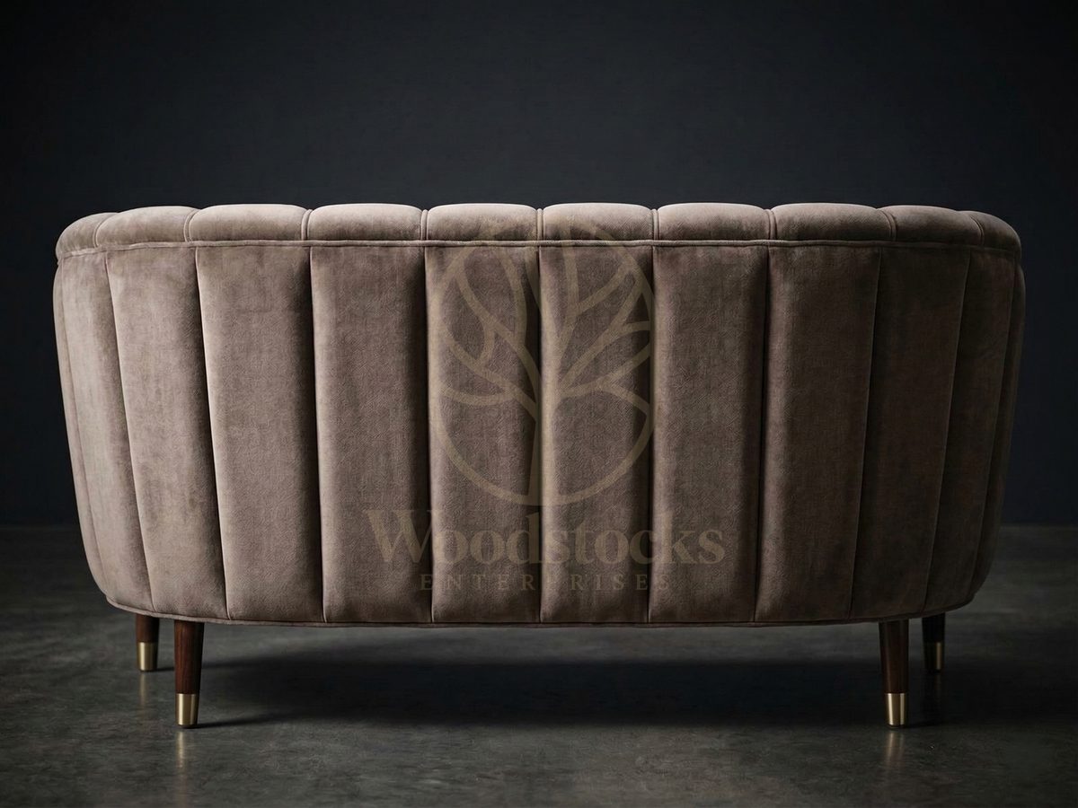 Luxury Teak Danish Art Deco Channel-Back Sofa, Saharanpur, view 4
