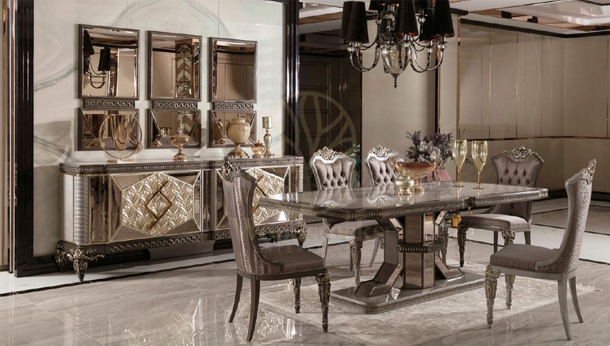 Royal Zanka Hand Carved Teak Dining Table Set, Saharanpur, Dining Table
