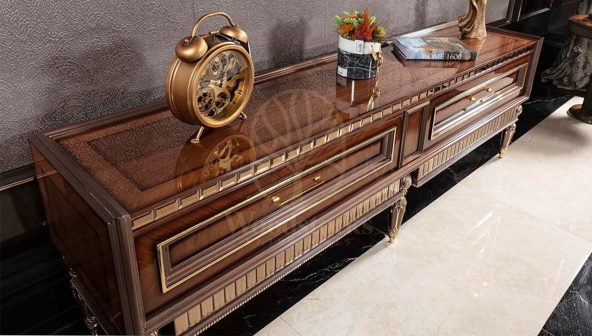 Royal Akira Walnut Hand Carved Teak Dining Table Set, Saharanpur, view 10