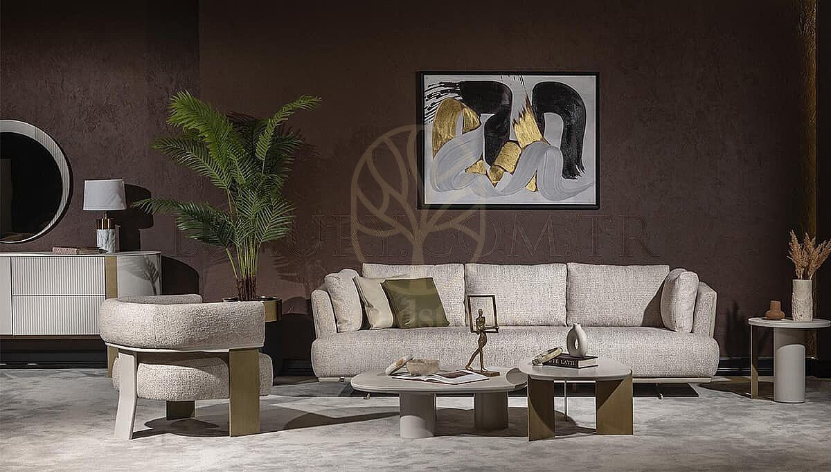 Luxury Velante Beige Handcrafted Teak Sofa Set, Saharanpur, view 2