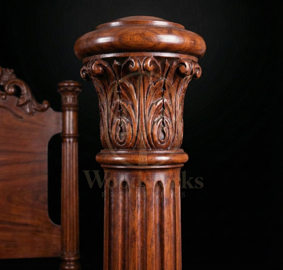 Royal Hand Carved Teak Indo-Regency Heirloom Bed, Saharanpur, view 5
