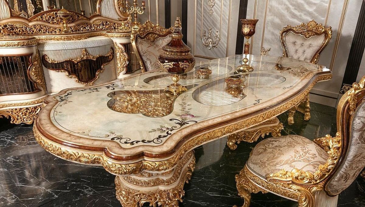 Royal Levante Hand Carved Teak Dining Table Set II, Saharanpur, view 2